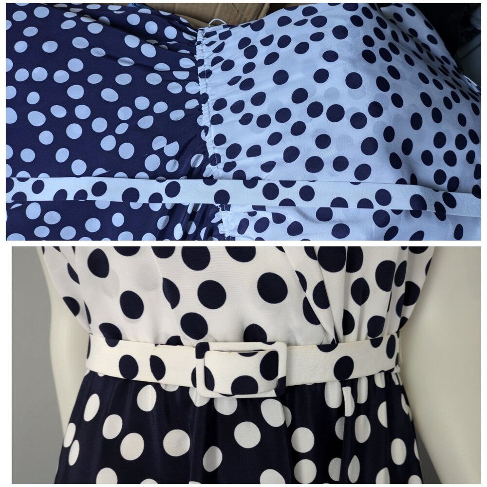 Dress Polka Dot. black and white, belted, Raoul Petite - Picture 8 of 9